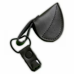 Schwarzer Sehnenhalter RDS, hält Recurve‑ und Langbogen‑Sehnen sicher zusammen und schützt vor ausdrehen